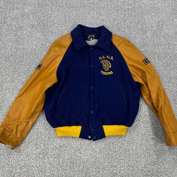 80-90s 빈티지 인디언 레더 바시티