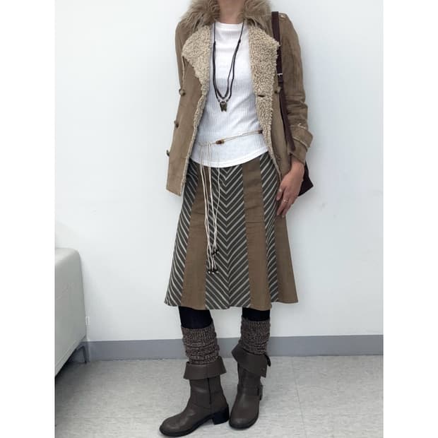 빈티지 브라운 스커트