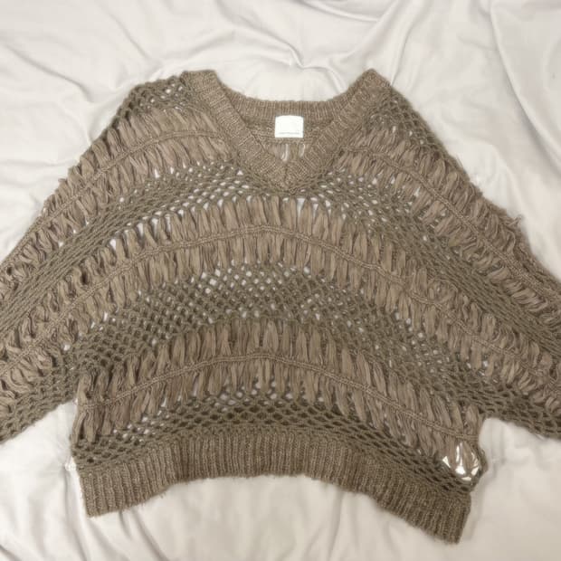 빈티지 그런지 히피 크로셰 가오리핏 니트 오리엔탈 y2k 오네갸루 파우닝