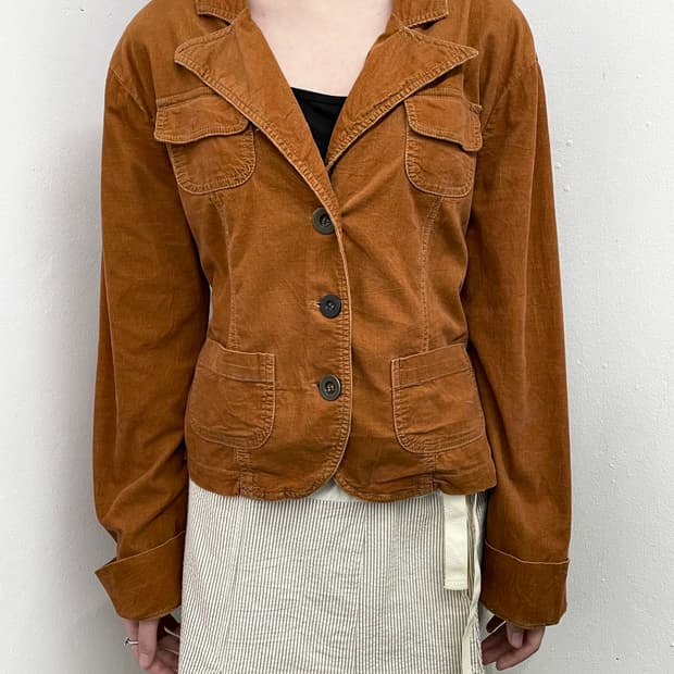 브라운 코듀로이 버튼 자켓