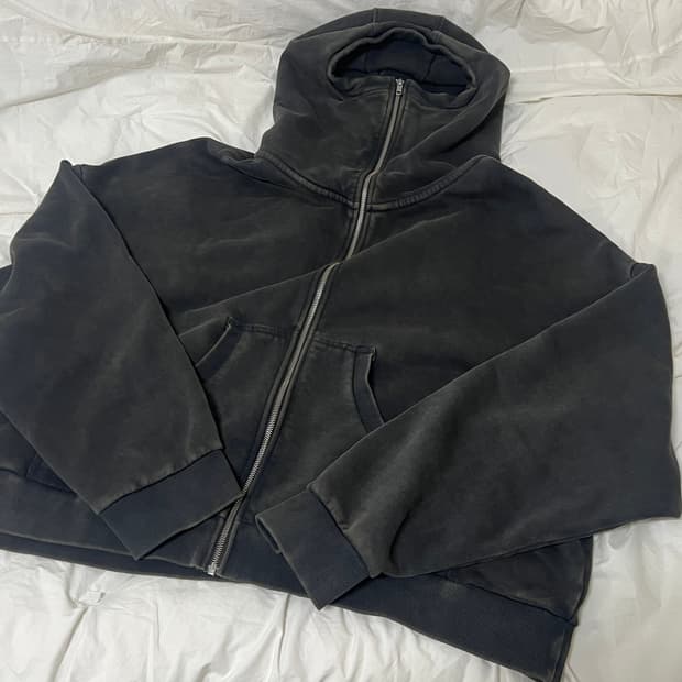 엔타이어스튜디오 풀집업 후드 워시드 블랙 L