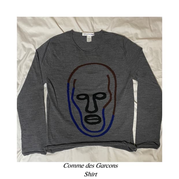 꼼데가르송 컬렉션 자카드 페이스 니트 티셔츠 셔츠 옴므 플러스 준야
