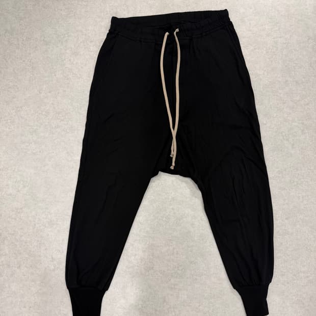 릭오웬스 다크쉐도우 배기 조거 블랙 드롭 크로치 팬츠