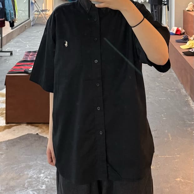 폴로 랄프로렌 블랙 반팔 셔츠 H3148
