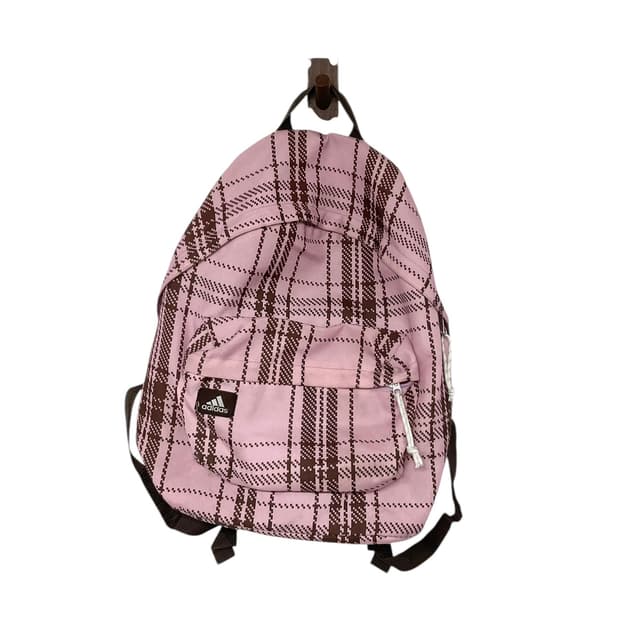 아디다스 체크 브라운핑크 백팩