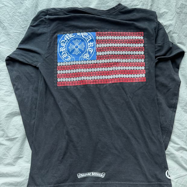 [M] 크롬하츠 아메리칸 플래그 대거 롱슬리브 티셔츠 블랙