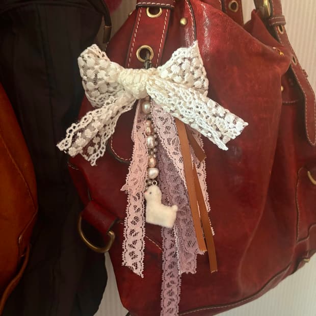 Vintage Coquette Ribbon Keyring
