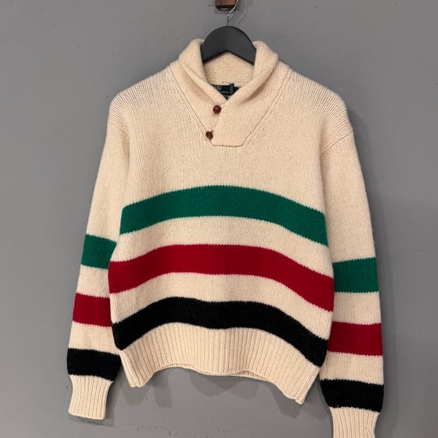 90s 폴로랄프로렌 허드슨베이 숄카라 니트