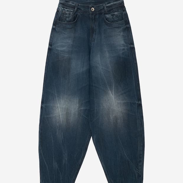 BLR 더티 오일 워시드 와이드 데님팬츠 L