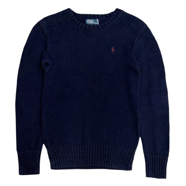 POLO 키즈 엘보우 패치 네이비 울 니트 S(8)