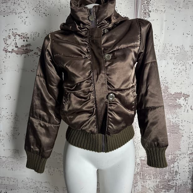 Brown Satin Padded Jacket