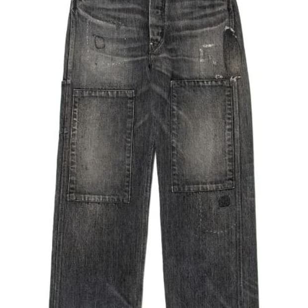 바우와우 24fw 30s 블랙데님 팬츠 리페어 L사이즈