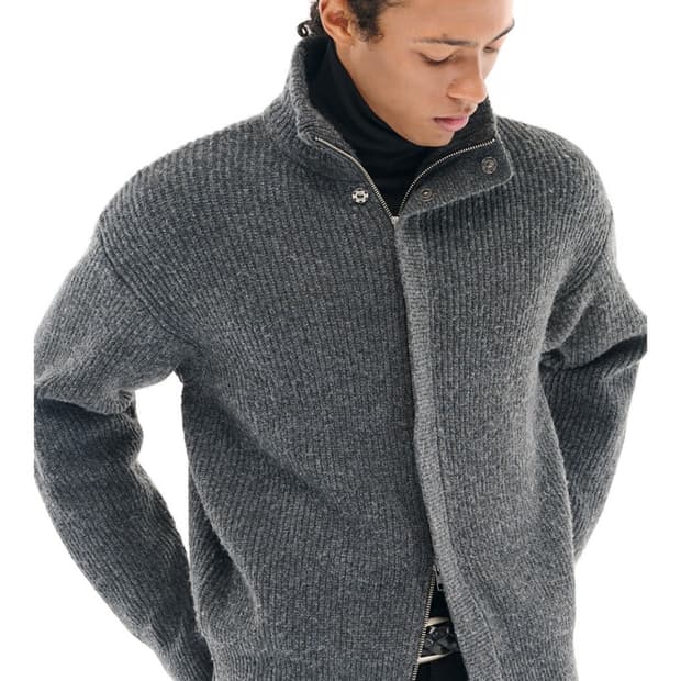 (S) 비슬로우 하이넥 집업 니트 자켓