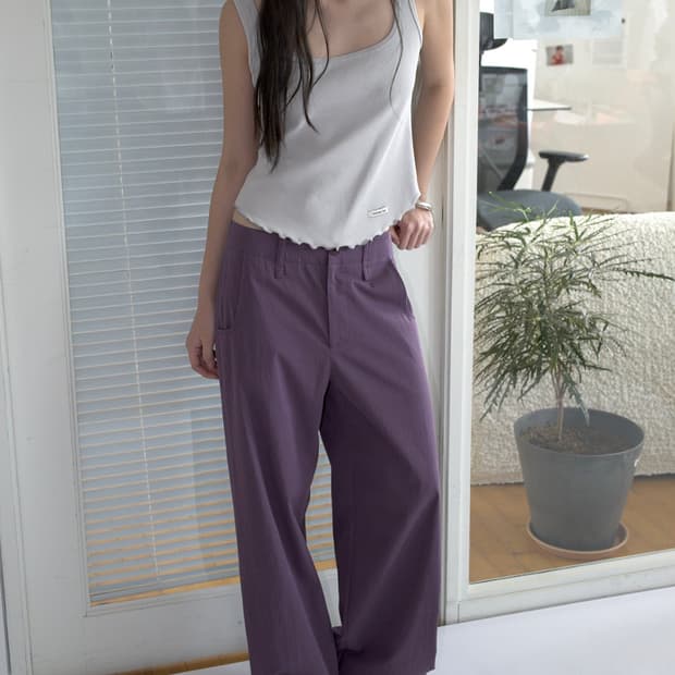 오버듀플레어 color wide pants_berry perry M(2)