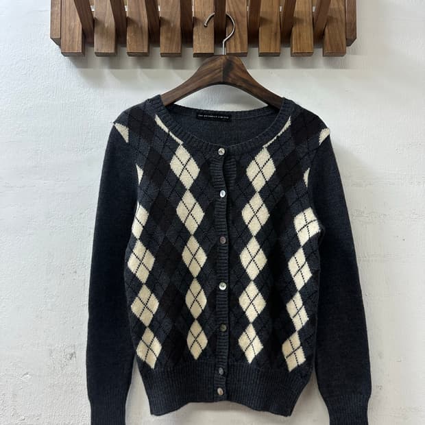 일본빈티지 아가일 패턴 니트 가디건