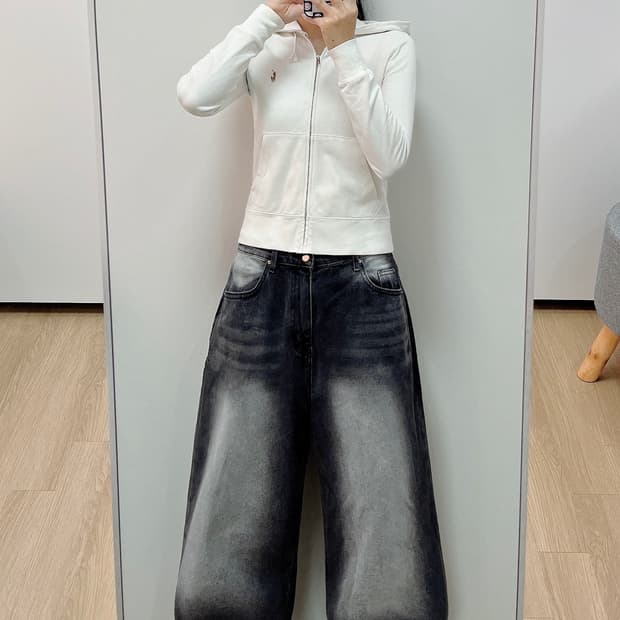 폴로 랄프로렌 자수로고 화이트 후드집업