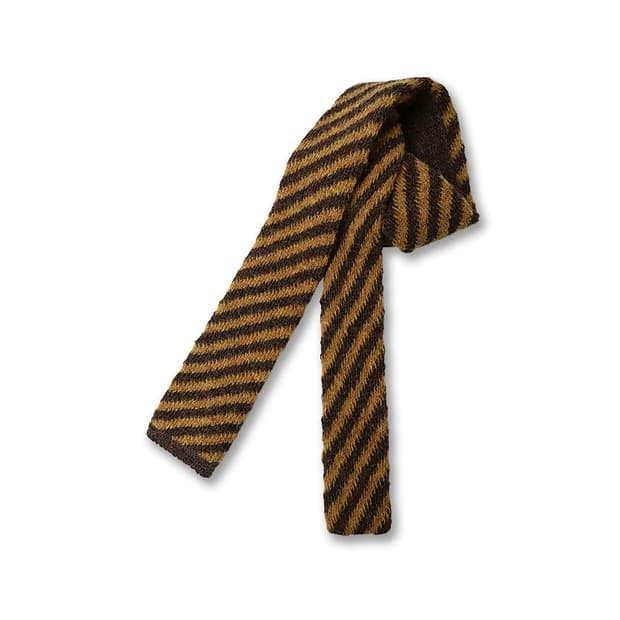 라르디니 [Lardini] 카키 머스타드 스트라이프 니트 타이