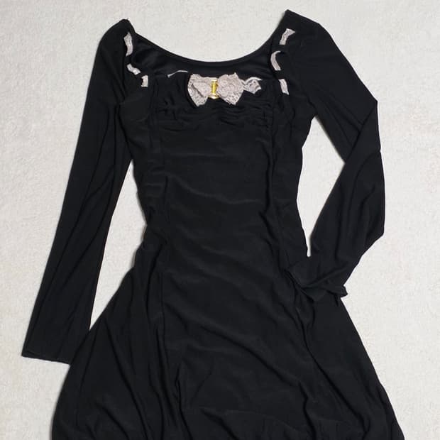 일빈 리본 블랙 벌룬 미니원피스 오네갸루 갸루펑크 고스로리