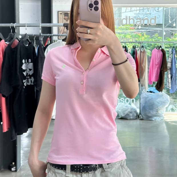 폴로랄프로렌 포니 Pk 버튼 반팔티 핑크