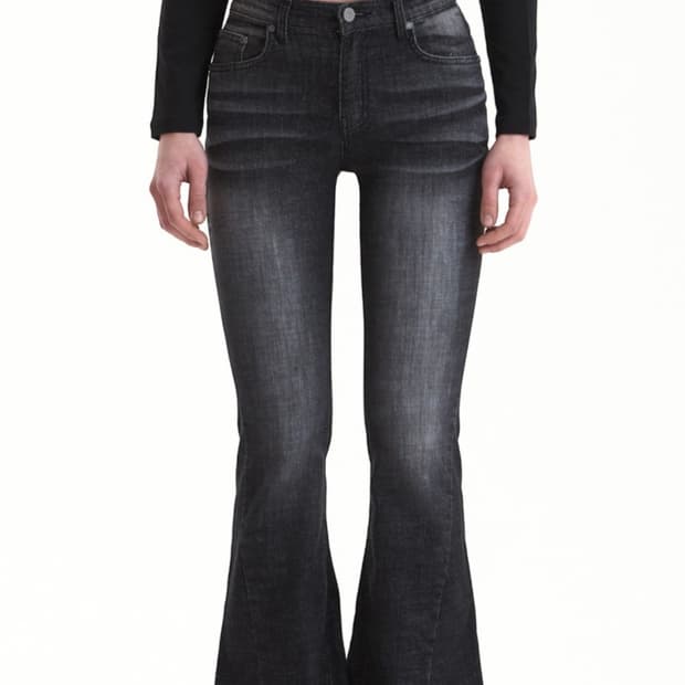 시너진 캣워싱 부츠컷 데님 팬츠 블랙