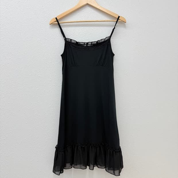 빈티지 MICHEL KLEIN 블랙 레이스 프릴 레이어드 원피스