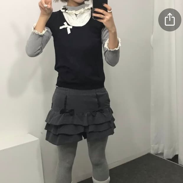 무채색 레이어드 리본 코디 세트