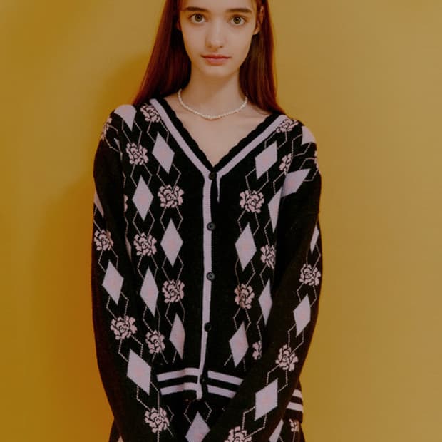 듀이하트듀이 아가일 스캘럽 울 니트 셋업