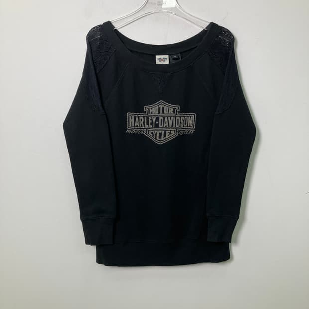 할리데이비슨 블랙 레이스 스웨트셔츠 S
