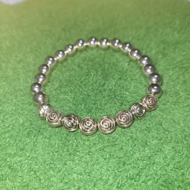 [새상품] 보헤미안 실버 로즈 비즈 팔찌