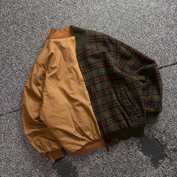 빈티지 아카이브 리버서블 체크 블루종 봄버 자켓 3475