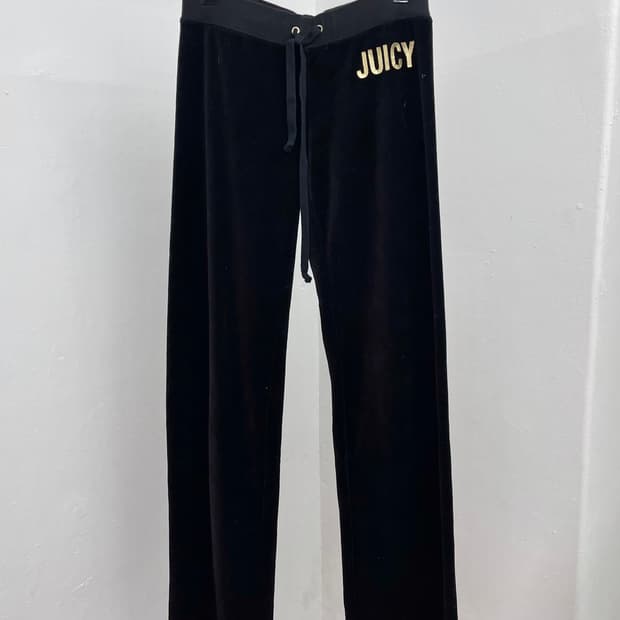 쥬시꾸뛰르 블랙 로고 벨로아 팬츠