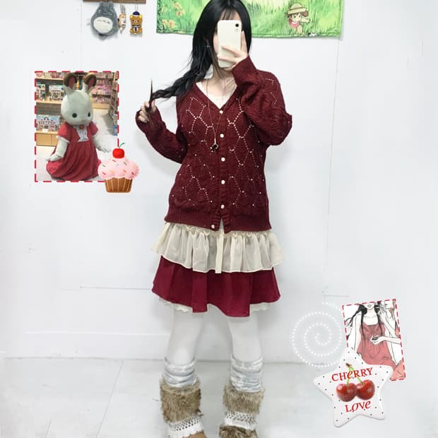 ꒰ঌ 체리 스무디 가디건 세트 🍒 ໒꒱