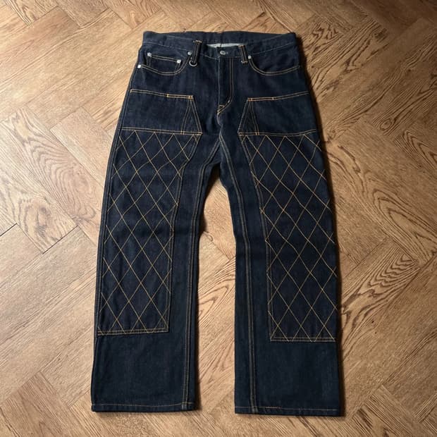 [32]코지마진즈 13oz 다이아 퀼팅 더블니 데님팬츠