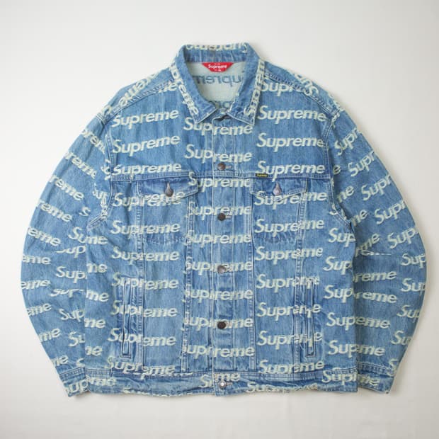 슈프림 플레이드 로고 데님 트러커 자켓