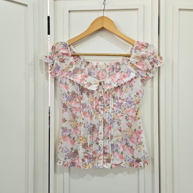 플라워 레이스 블라우스 프