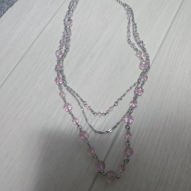 핑크 구슬 레이어드 목걸이