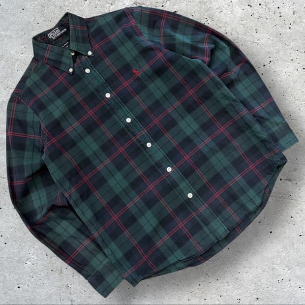 [S] 폴로 랄프로렌 타탄 체크 셔츠 그린 B804