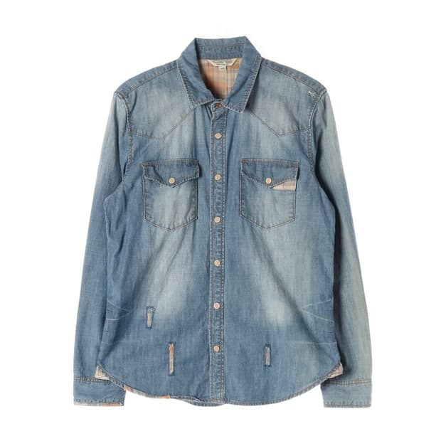 써스데이아일랜드 빈티지 디스트로이드 데님 셔츠 XL