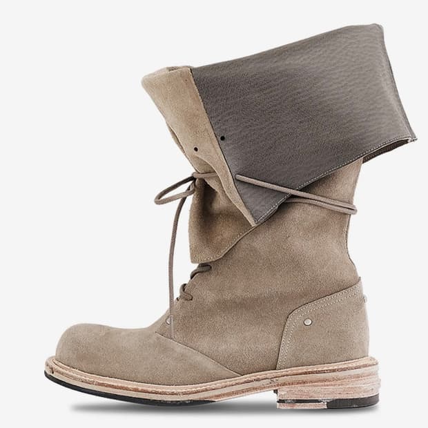 네거티브쓰리 Folded lace-up long boots_Sand