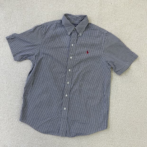 80 폴로랄프로렌 네이비 체크 반팔0323D