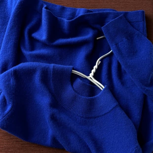 Pure cashmere design neck knit P/O