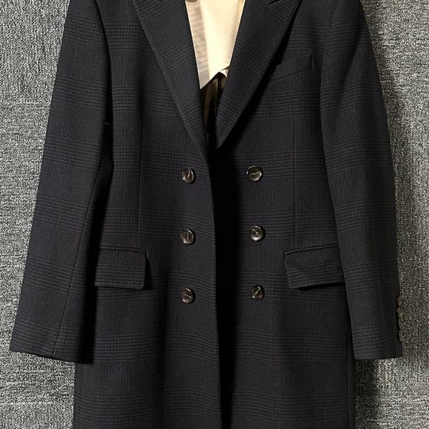 BON 체크 더블 버튼 코트  95