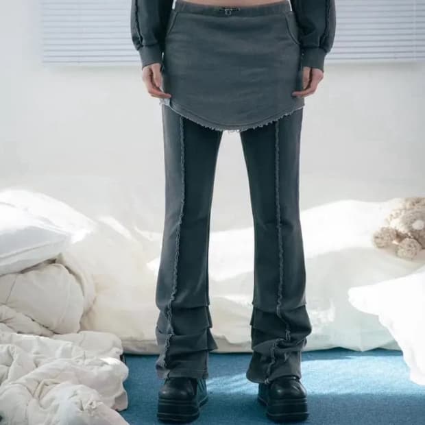 허그유어스킨 washed skirt pants 워시드 스커 트 팬츠