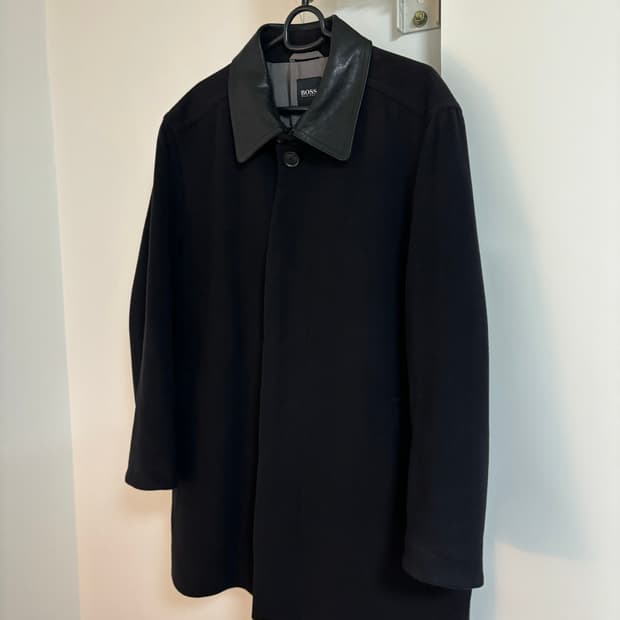 휴고 보스 레더 캐시미어 울 코트