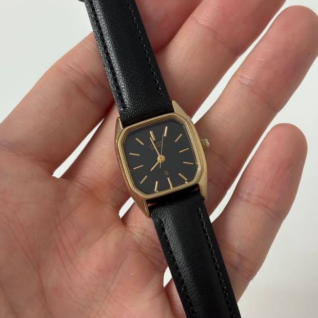 1980s CQ Black Dial Square Ladies Quartz
