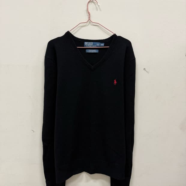 폴로랄프로렌 블랙 브이넥 니트