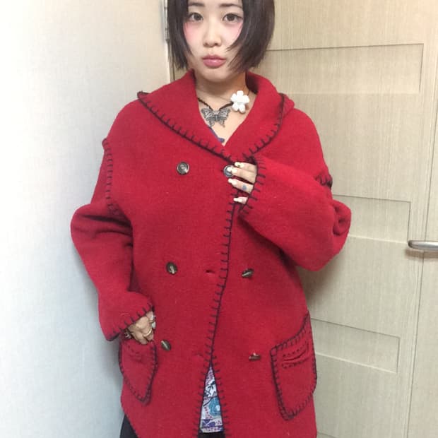 빨강 더블버튼 코트