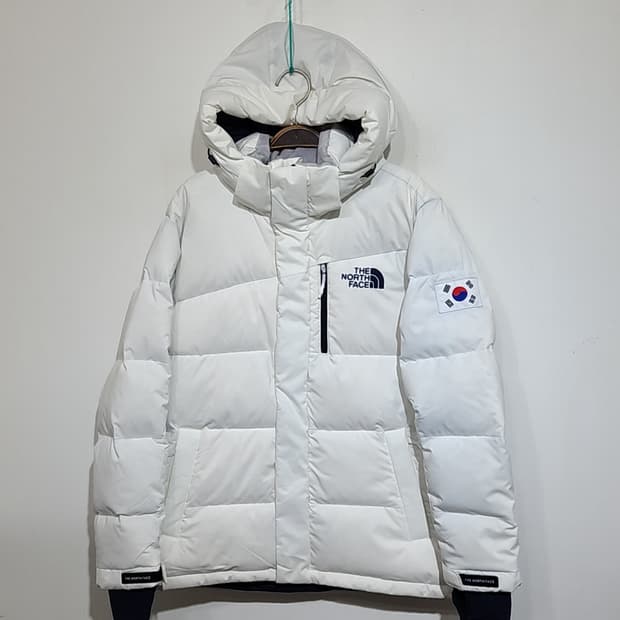 (M) 노스페이스 패딩점퍼 화이트 평창올림픽 다운자켓 태극기 