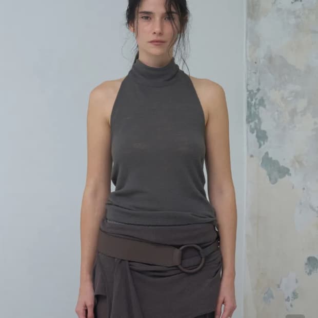 베르소 wool scarf halter neck top 차콜