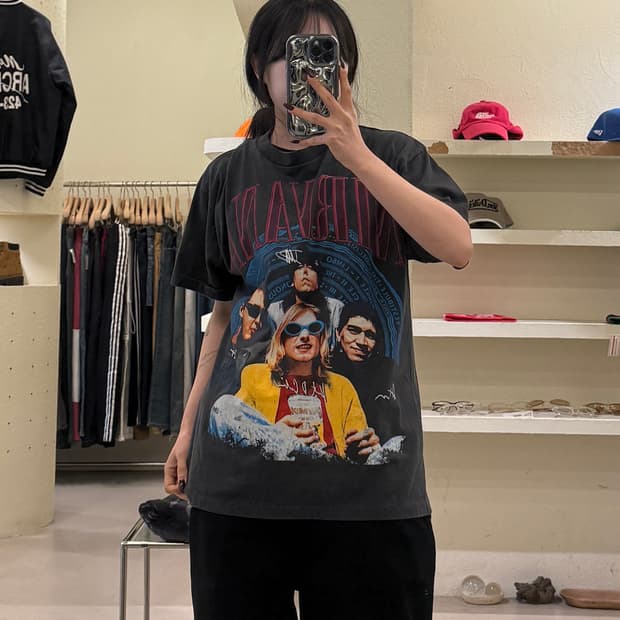 빈티지 너바나 버즈콕스 1991 마드리드 반팔 티셔츠 U1528